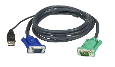 Шнур, мон+клав+мышь USB ATEN, SPHD15=>HD DB15+USB A-Тип, Male-2xMale,  8+4 проводов, опрессованный, 3 метр., черный, (2L-5203U)