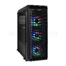 Корпус Miditower ExeGate i3 NEO-PPX800 (ATX, БП 800PPX 14см, 2*USB+1*USB3.0, HD аудио, черный, 3 вент. 12см с RGB подсветкой, контроллер + ПДУ, ARGB MB кабель, пылевые фильтры, боковая панель - закаленное стекло)