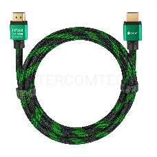 Greenconnect Кабель 0.5m HDMI версия 2.0, HDR 4:2:2, Ultra HD, 4K 60 fps 60Hz/5K*30Hz, 3D, AUDIO, 18.0 Гбит/с, 28/28 AWG, OD7.3mm, тройной экран, BICOLOR нейлон, AL корпус зеленый, GCR-51484 Greenconnect Кабель 0.5m HDMI версия 2.0, HDR 4:2:2, Ultra HD, 4