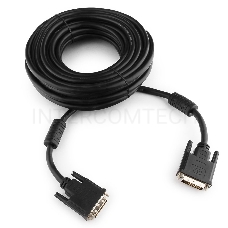 Кабель DVI-D dual link Gembird/Cablexpert CC-DVI2-BK-10M, 25M/25M, 10м, черный, экран, феррит.кольца, пакет