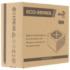 Блок питания Aerocool 500W Retail ECO-500W ATX v2.3 Haswell, fan 12cm, 400mm cable, power cord, 20+4P, 12V 4P, 1x PCI-E 6P, 3x SATA, 2x PATA, 1x FDD