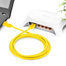 Патч-корд Greenconnect Патч-корд UTP прямой 1 m AWG24 кат.5е,  RJ45,  медь, литой (Желтый), пластик пакет (GCR-LNC02-1.0m)