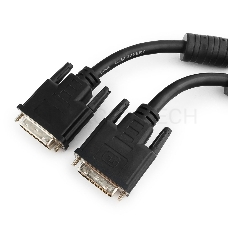 Кабель DVI-D dual link Gembird/Cablexpert CC-DVI2-BK-10M, 25M/25M, 10м, черный, экран, феррит.кольца, пакет