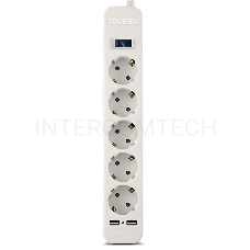 Фильтр SVEN SF-05LU 1,8 м (5 евро розеток,2 USB) белый, цветная коробка Surge protector SVEN SF-05LU 1,8 м (5 евро розеток,2 USB) белый, цветная коробка