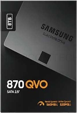 Твердотельный накопитель SSD 2.5 8TB Samsung 870 QVO Client SSD MZ-77Q8T0BW SATA 6Gb/s, 560/530, IOPS 98/88K, MTBF 1.5M, QLC, 4096MB, 2880TBW, 0.33DWPD, RTL (396014)