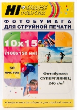 Бумага Hi-Black A21210U/ PH240-4R-50 Фотобумага суперглянец  односторонняя (Hi-image paper) 10x15, 240 г/м, 50 л.     