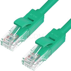 Патч-корд Greenconnect Патч-корд UTP прямой 0.5 m AWG24 кат.5е,  RJ45, медь, литой, многожильный, пластик пакет (Зеленый) (GCR-LNC05-0.5m)