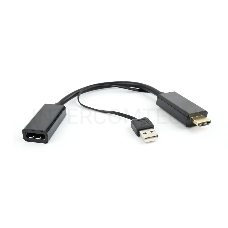 Конвертер HDMI->DisplayPort, Cablexpert DSC-HDMI-DP, HD19M+USBxHD20F, черный