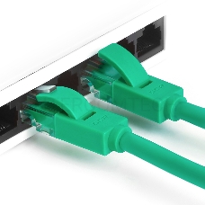 Патч-корд Greenconnect Патч-корд UTP прямой 0.5 m AWG24 кат.5е,  RJ45, медь, литой, многожильный, пластик пакет (Зеленый) (GCR-LNC05-0.5m)