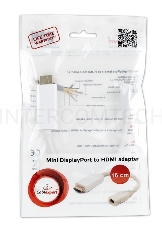 Переходник miniDisplayPort - HDMI, Cablexpert A-mDPF-HDMIM-001-W, 20F/19M, длина 10см, белый, пакет