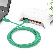 Патч-корд Greenconnect Патч-корд UTP прямой 0.5 m AWG24 кат.5е,  RJ45, медь, литой, многожильный, пластик пакет (Зеленый) (GCR-LNC05-0.5m)