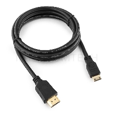 Кабель HDMI-miniHDMI Gembird/Cablexpert , v1.4, 19M/19M, 1.8м, 3D, Ethernet, черный, позол.разъемы, экран, пакет(CC-HDMI4C-6)