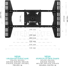 Потолочный кронштейн ONKRON CPRO2L-4 для 4 телевизоров 32”- 55 чёрный