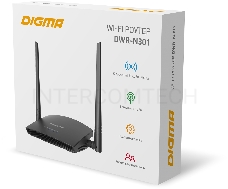 Роутер беспроводной Digma DWR-N301 N300 10/100BASE-TX черный (упак.:1шт)