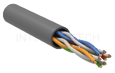 Кабель связи витая пара U/UTP, кат.5E, 4 пары 24AWG solid, 305м, ПВХ, серый