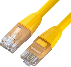 Патч-корд GCR прямой 3.0m LSZH UTP кат.6, желтый, 24 AWG, литой без фиксатора, ethernet high speed, RJ45, T568B
