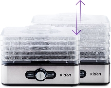 Сушилка для овощей и фруктов Kitfort Мощность 200–240 Вт.Количество поддонов 5.