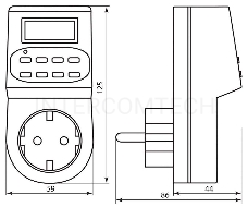 Розетка с таймером FERON 23205  (недельная) 3500W/16A 230V, 61925(TM22)