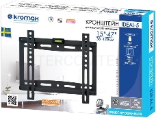 Кронштейн Kromax IDEAL-5 White, 15-47, max 40 кг, настенный, VESA 200x200 мм, тонкий профиль