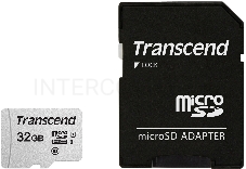 Флеш карта Micro SecureDigital 32Gb Transcend TS32GUSD300S-A  {MicroSDHC Class 10 UHS-I, SD adapter}