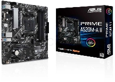 Материнская плата ASUS PRIME A520M-A II, Socket AM4, A520, 4*DDR4,  D-Sub+DP+HDMI, SATA3 + RAID, Audio, Gb LAN, USB 3.2*5, USB 2.0*4, COM*1 header (w/o cable), mATX ; 90MB17H0-M0EAY0