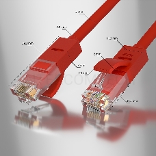 Патч-корд GCR прямой 2.5m UTP кат.5e, красный, позолоченные контакты, 24 AWG, литой, GCR-LNC04-2.5m, ethernet high speed 1 Гбит/с, RJ45, T568B, GCR-LNC04-2.5m