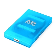 Внешний корпус 2.5 SATA HDD/SSD AgeStar 3UBCP1-6G (BLUE) USB 3.0, пластик, синий, безвинтовая конструкция