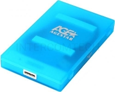 Внешний корпус 2.5 SATA HDD/SSD AgeStar 3UBCP1-6G (BLUE) USB 3.0, пластик, синий, безвинтовая конструкция