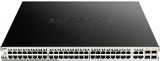 Коммутатор D-Link DGS-1210-52MP/FL1A, L2 Managed Switch with 48 10/100/1000Base-T ports and  4 100/1000Base-T/SFP combo-ports (48 PoE ports 802.3af/802.3at (30 W), PoE Budget 370 W).16K Mac address, 802.3x Flow