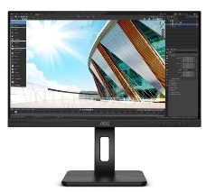 МОНИТОР 27 AOC 27P2C Black с поворотом экрана (IPS, 1920x1080, 75Hz, 4 ms, 178°/178°, 250 cd/m, 50M:1, +HDMI, +DisplayP