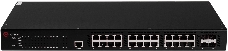Управляемый коммутатор уровня L2+ с поддержкой PoE 802.3af/at, 24 порта 10/100/1000BASE-T PoE, 4 порта 10GbE SFP+, 4K VLAN, 16K MAC адресов, консольный порт, встроенный БП разъем питания на задней панели, 100-240В AC, размеры ШхГхВ (435x240x44 мм)