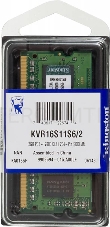 Модуль памяти Kingston SO-DIMM DDR3 2Gb 1600MHz Kingston KVR16S11S6/2 RTL PC3-12800 CL11  204-pin 1.5В