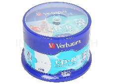 Диск CD-R Verbatim 700 Mb, 52x, Cake Box (50), DL+, Full Ink Printable (50/200)