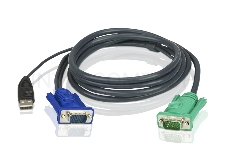 Шнур, мон+клав+мышь USB ATEN, SPHD15=>HD DB15+USB A-Тип, Male-2xMale,  8+4 проводов, опрессованный,   1.8 метр., черный, (2L-5202U)