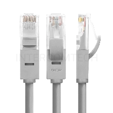 Патч-корд GCR прямой 0.7m UTP кат.5e, серый, 24 AWG, литой, ethernet high speed 1 Гбит/с, RJ45, T568B, GCR-LNC03-0.7m