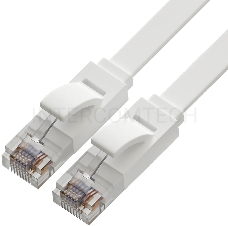 Патч-корд Greenconnect PROF плоский прямой 1.0m, UTP медь кат.6, белый, 30 AWG, ethernet high speed 10 Гбит/с, RJ45, T568B, GCR-51787