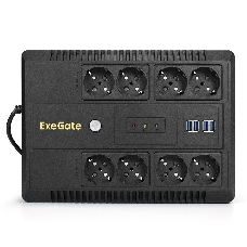 ИБП ExeGate NEO NNB-1000.LED.AVR.8SH.CH <1000VA/650W, LED, AVR, 8*Schuko, 4*USB-порта для зарядки, Black>