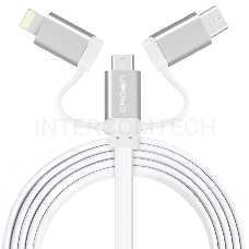 Кабель Crown USB - microUSB/USB Type-C/Lightning CMCU-3182 white