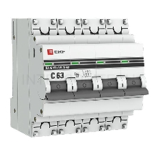 Выключатель автоматический модульный 4п C 63А 4.5кА ВА 47-63 PROxima EKF mcb4763-4-63C-pro