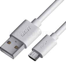 Кабель GCR 0.5m MicroUSB, белый, быстрая зарядка, 28/24 AWG, GCR-53230