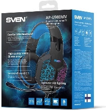 Гарнитура SVEN AP-U980MV, черный-синий (USB, LED, 7.1, 2.2m)