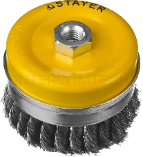 Кордщетка STAYER PROFESSIONAL 35137-100  чашечная усиленная М14 плетёная 0.5мм d100мм