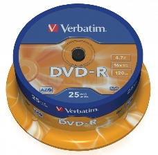 Диск DVD-R Verbatim 4.7Gb 16x Cake Box (25шт) (43522)