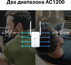 Усилитель TP-Link Wi-Fi сигнала AC1200 OneMesh Wi-Fi Range Extender/Signal Amplifier, dual-band Wi-Fi, two external antennas, 1 10/100Mbps port, 1 WPS button, supports RE/AP mode, Smart signal indicator, easy setup/management via Tether APP/Web UI.