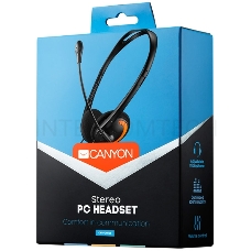 Наушники CANYON PC (микрофон ,регулятор громкости,1.8M) чёрные-оранжевые (OSCNSCHS01BO)