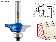 Фреза ЗУБР 28707-38.1  кромочная калевочная №6 d= 38.1мм дл.-16.2мм рад.-6.35мм хв.-8мм d-12.7мм
