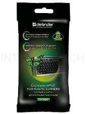 Чистящие салфетки Defender ECO для пластик.поверхностей, (не применять для ЖК- экранов!) /мягкая упаковка/ 20 шт /Россия