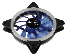 Вентилятор Aerocool REV Blue , 120x120x25мм, цвет светодиодов : синий, подсветка в виде двойного кольца, 3+4-Pin, 1200 об/мин, 41,3 CFM, 15,1 дБА