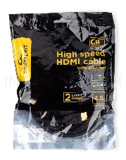 Кабель HDMI Cablexpert CCF2-HDMI4-15, 4,5м, v2.0, 19M/19M, черный, позол.разъемы, экран, 2 ферр кольца, пакет