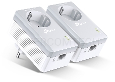 Сетевой адаптер TP-Link TL-PA4010PKIT AV600 Powerline  Adapter with AC Pass Through Starter Kit, Ultra Compact Size, 500Mbps Powerline Datarate,  10/100Mbps Fast Ethernet, HomePlug AV, Green Powerline,  Plug and Play